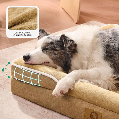 Homemate Dog Bed Extra Large Size Dog: 48"x35" Orthopedic Pet Bed with Toy | Large Dogs Bed with Non-Slip Botton & Removable Washable Cover Cat Bed Sofa XXL Outdoor Crate Pad Couch Brown