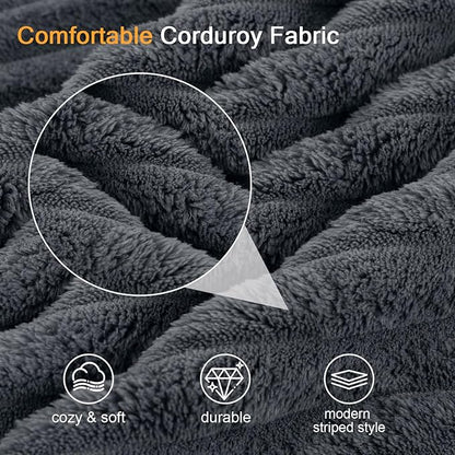 COMAX Convertible Sofa Bed, Folding Floor Couch Corduroy Fold Out Couch Bed Futon Sleeper Mattress with Pillows, Boneless Sofa Comfy Lounge Loveseat for Living Room Bedroom, Plush Grey