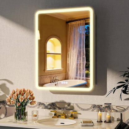 BEAUTYPEAK 24 x 32 LED Bathroom Medicine Cabinet Mirror, Adjustable Shelves