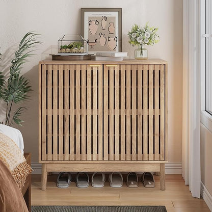Shoe Cabinet with 2 Doors and Shelves, 4-Tier Shoe Cabinet Storage