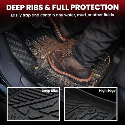 LASFIT Floor Mats for Nissan Frontier 2022-2026 Crew Cab (Not Fit King Cab), All Weather TPE Custom Fit Easy Clean Durable No-Curling Floor Liners for Frontier 1st & 2nd Row Car Mats, Black