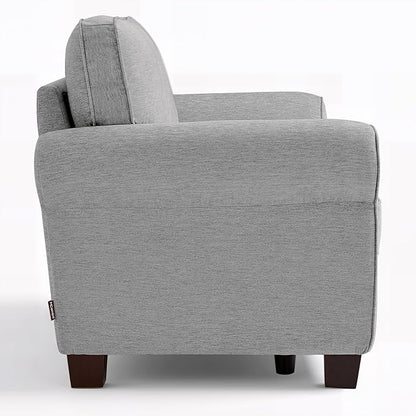 MCombo 67.7" Loveseat Sofa, 2-Seater Small Couch for Small Spaces, Classic Rolled Arm Upholstered Sofa with Solid Wood Legs for Living Room, Removable Cover, Chenille Fabric VE730 (Light Grey)