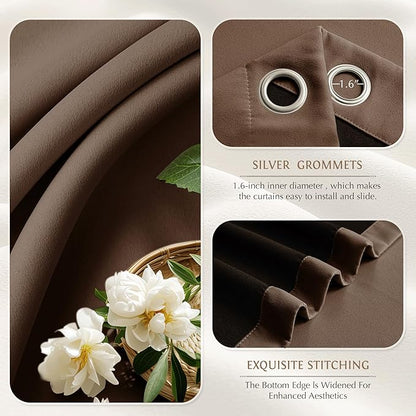 Beauoop 100% Blackout Curtains 84 Inch Long 2 Panels