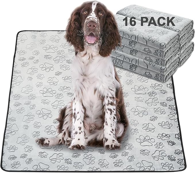 Qeils Reusable Puppy Pads, 16 Pack Washable Pee Pads for Dogs, Non Slip Wee Wee pad, Absorbent and Leakproof Training Mats for Potty, Crate, Playpen, Bed, Sofa, 48"x 30"