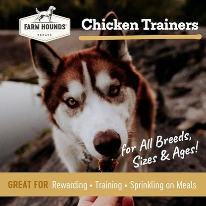 Farm Hounds - Chicken Trainers - Premium Natural Jerky for Dogs - 100% Humanely Raised Chicken - Easy-Break - Great for Training & Treats - No Added Fillers - Made in USA - 4.5oz - 2 Pack