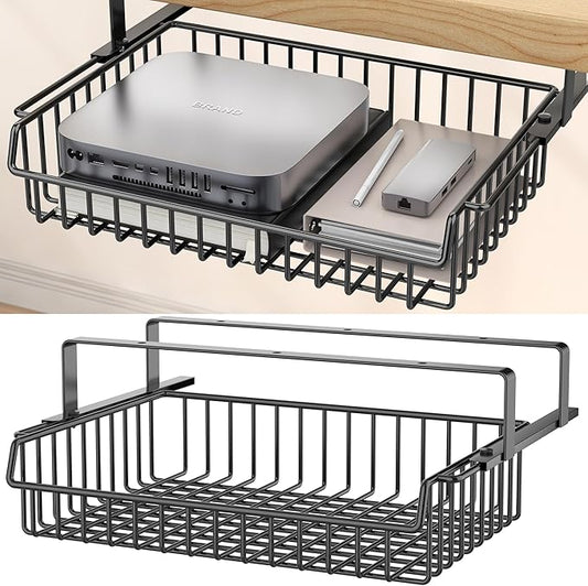 Under Desk Drawer, Slide Out Design, No Drill Metal Under Desk Cable Management