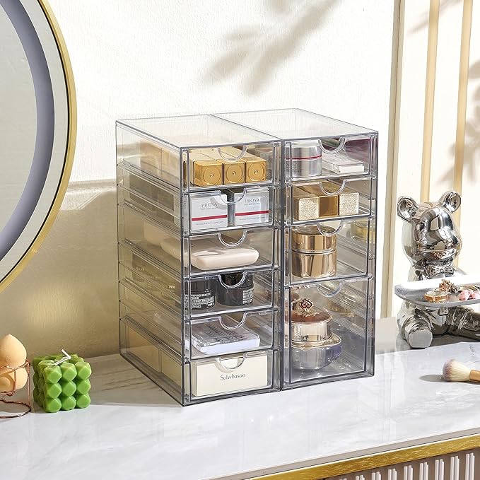 Prsildan Acrylic Drawer Makeup Organizer