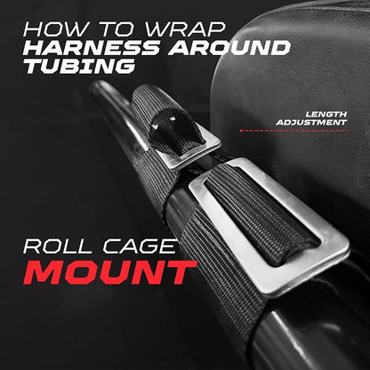 1pc 50 Cal Orange 4 Point Harness 2in Straps, Racing Harness Seat Belt | Ultra Kush padding, Push Button quick release hardware. Universal Fit for UTV, RZR, race car.