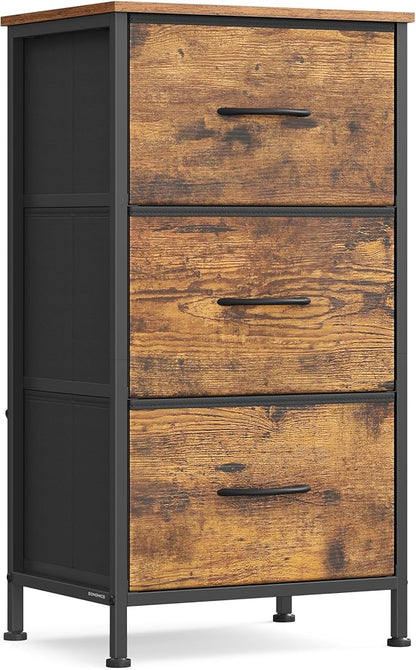 SONGMICS Dresser for Bedroom, Chest of Drawers, 3 Non-Woven Fabric Drawers