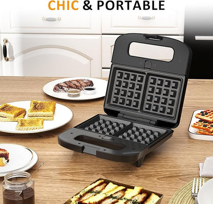 Sunvivi 3 in 1 Electric Sandwich Maker: Panini Press Grill and Waffle Iron Set
