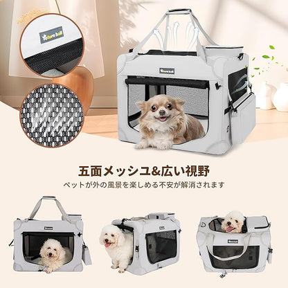Large Cat Carrier for Cats Collapsible Soft Pet XL Crate for Large/Medium Cats 15lbs+ Car Travel Portable Bag with Water Bottle Slot Ideal for Long Trips (Black, 20.0"L x 14.0"W x 14.0"H)