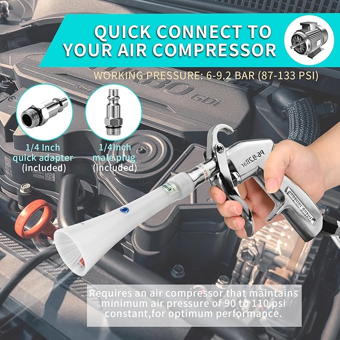 Tornado Dry Cleaning Gun with Brass Adjustable Air Flow Nozzle, Air Blower Gun