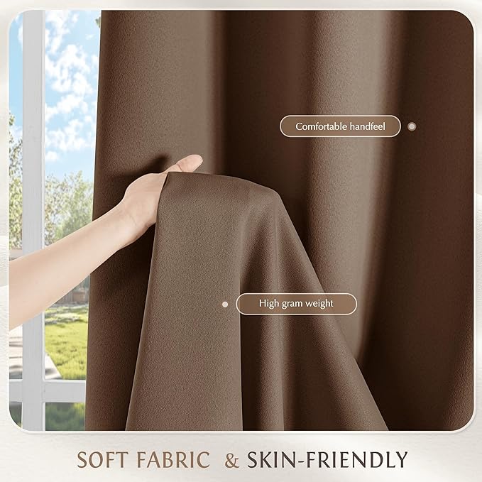 Beauoop 100% Blackout Curtains 84 Inch Long 2 Panels