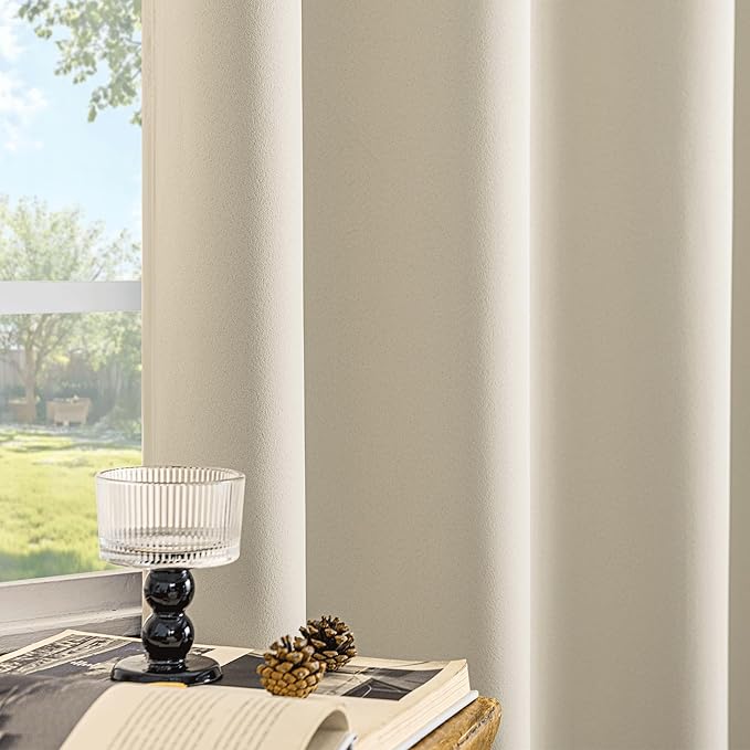 Beauoop 100% Blackout Curtains 63 Inch Long 2 Panels