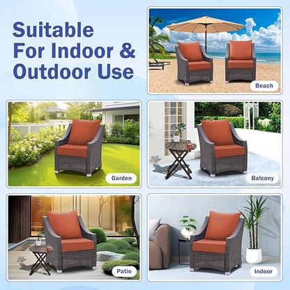 Outdoor Seat Cushion Set, Waterproof & Fade Resistant Patio Chair Cushions, Outdoors Cushion for Patio Furniture, 24 x 24 x 5.75 Inch, Outdoor Couch Cushions with Handle and Ties, Spice