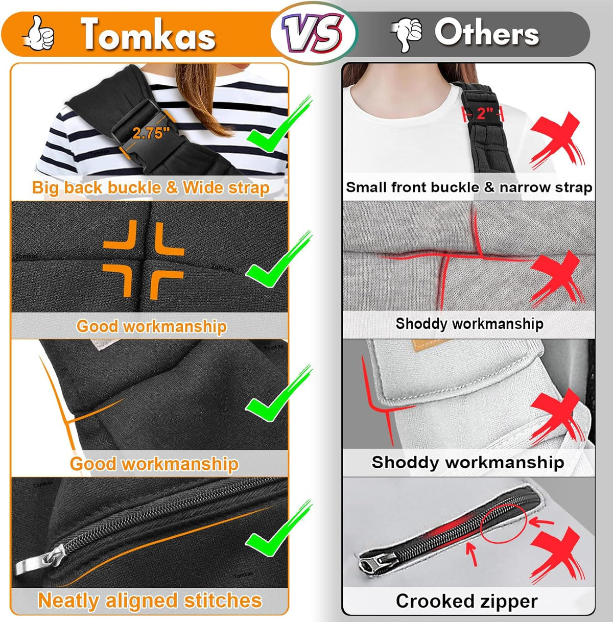 Tomkas Dog Sling Carrier for Small Dogs Puppy Carrier for Small Dogs (Black, for Pets Weight 2-7 lbs)