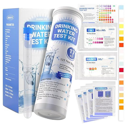 21-in-1 Home Drinking Water Testing Kit, 145 Strips + 4 Bacteria Tests
