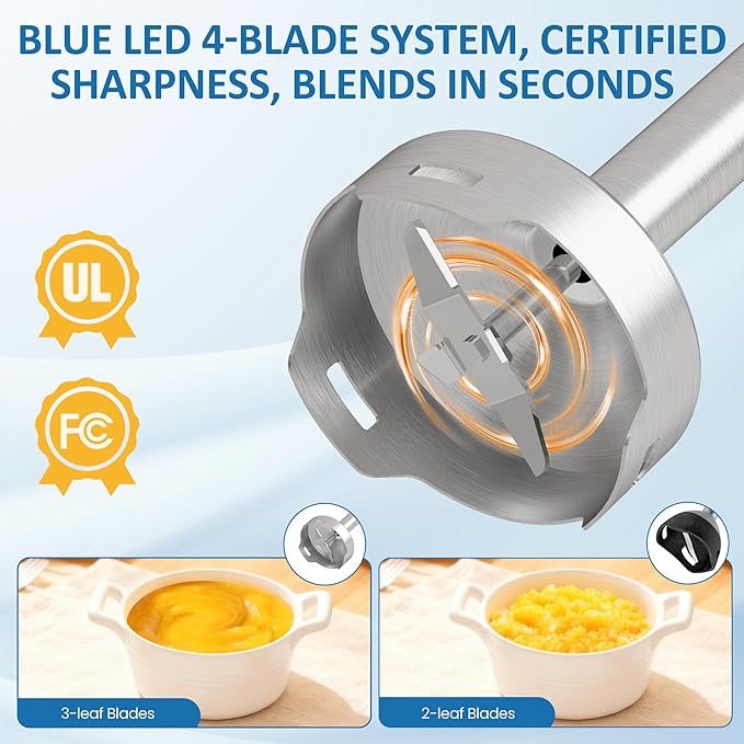 1000W Professional Hand Blender, 12-Speed Heavy Duty Immersion Blender