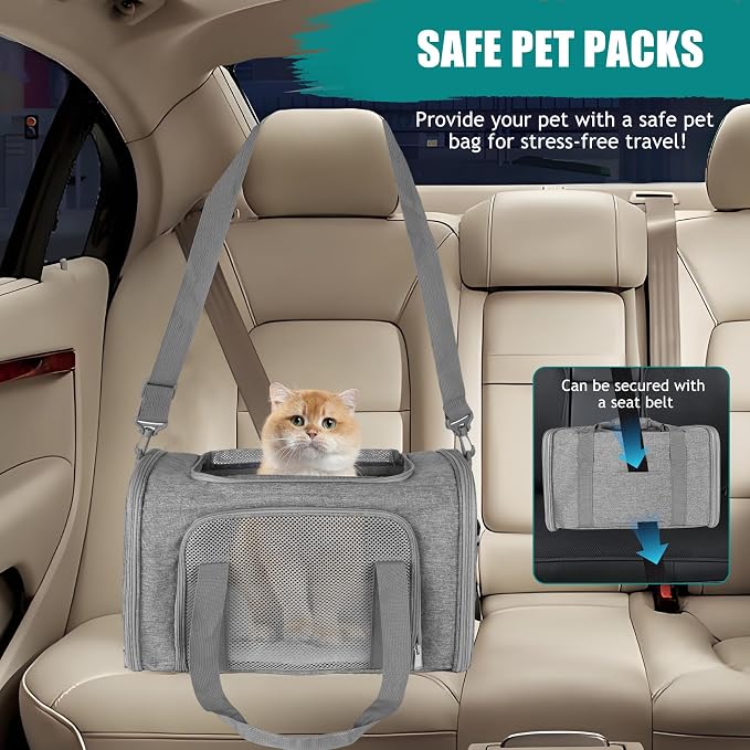 Top tasta Dog Cat Carrier Pet Carriers for Small Medium Large Cats Dogs Carrier Soft Sided Small Puppy Dog Carrier Portable Foldable Airline Approved Dog Cat Travel Carrier Grey Medium