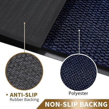 Yimobra Doormat Outdoor Indoor Entrance 47 x 24, All-Season All-Weather Front Door Mat, 100% Waterproof Welcome Matt for Floor Garage Outside Entry, Stain and Fade Resistant,Navy Blue