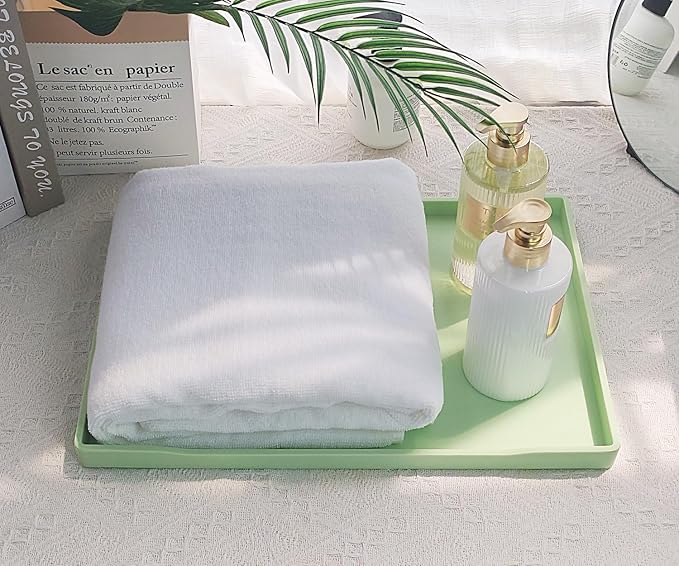 Green Serving Tray (15 x 10.6 inch), Laegr Tray for Serving Accessory, Spa, Coffee, Drinks, Tea, Bar, Party, Seasoning, Perfume and Display Use.