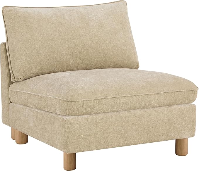 CHITA Super Large Sectional Couches for Living Room, Modular Cloud Couch Sectional Sofa, Premium Fabric Couches, Down Filled, High Density Foam, Chenille in Beige, Armless Chair
