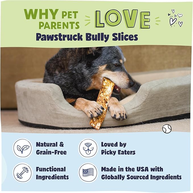 Pawstruck Bully Slices Premium Rawhide Chew Sticks, Peanut Butter Flavor - Low Fat, High Protein, Long-Lasting Treat for Dogs - No Artificial Ingredients - 1 lb Bag - Packaging May Vary