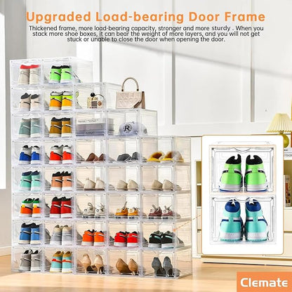 Clemate Upgraded X-Large Shoe Organizer, Shoe Storage Organizer, 12 Pack