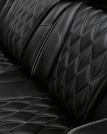 Signature Design by Ashley Boyington Modern Leather Match Power Reclining Loveseat with Console, Adjustable Headrest, Massage, Heated Seat and LED Lights, Black