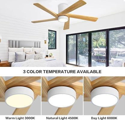 WINGBO 54 Inch Flush Mount DC Ceiling Fan
