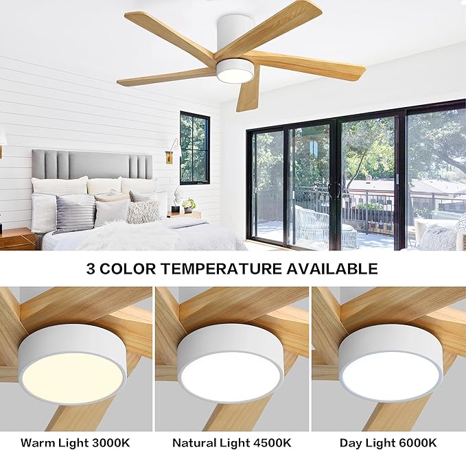 WINGBO 48 Inch Flush Mount DC Ceiling Fan