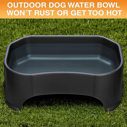 Neater Pet Brands Extra Large Water Bowl for Dogs, Outdoor Dog Water Bowl (2.25 Gallon Extra-Large Capacity), Big Trough Style Food Dish for Indoors or Outside, No Spill Large Dog Bowls, Black