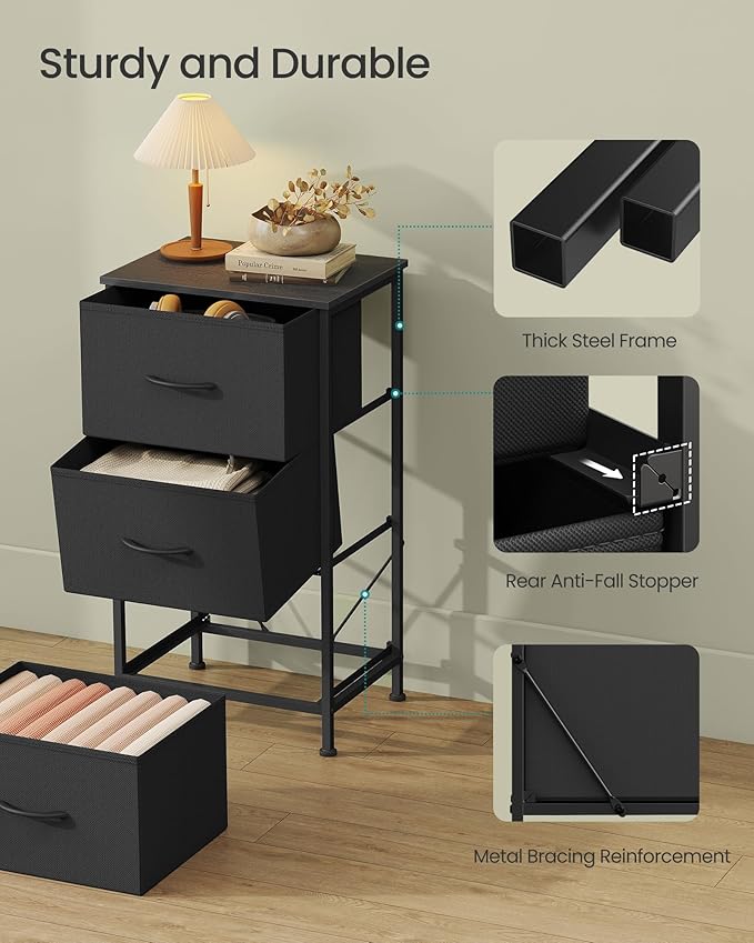 SONGMICS Dresser for Bedroom, Chest of Drawers, 3 Non-Woven Fabric Drawers