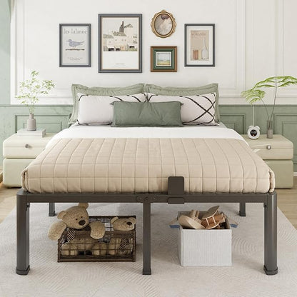 18 Inch California King Bed Frame with Rounded Corner and Headboard Hole Mattress Retainers 3500 lbs Heavy Duty Support Metal Platform Bed Frame Noise Free No Box Spring Needed Easy Assembly