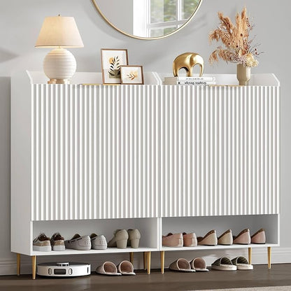 SICOTAS Shoe Cabinet Storage Set of 2, 56 Pairs Large Capacity, 7-Tier Shoe