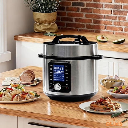 OLIXIS 24-in-1 Electric Pressure Cooker 6.34 Quart, Stainless Steel Multi-Cooker