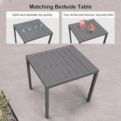 PURPLE LEAF Outdoor Chaise Lounge Set for 2 Oversized Pool Lounge Chairs with Easy-to-Move Wheels and Adjustable Backrest Extra Large Patio Loungers for Poolside Deck Beach Table Included, Light Grey