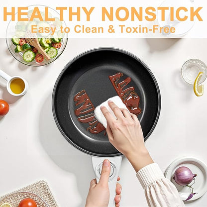 Dezin Hot Pot Electric Upgraded, Non-Stick Sauté Pan, Rapid Noodles Electric Pot