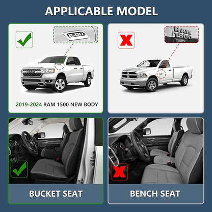 KARPAL Floor Mats for Ram 1500 DT Crew Cab 2019-2024 New Body Style (NOT Fit Classic Body), TPE All-Weather Floor Liners 1st & 2nd Row Car Mats with & w/o Underseat Storage, Ram Accessories