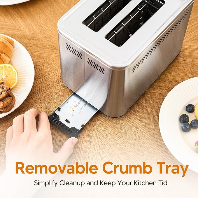 Trisiko® Touch Screen Toaster 2 Slice, Stainless Steel Smart Toaster