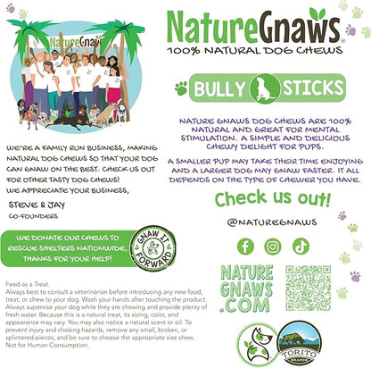Nature Gnaws Bully Stick Springs for Dogs 7-8" (6 Count) - Long Lasting for Aggressive Chewers - Natural Curly Beef Dog Chew Bones - Rawhide Free