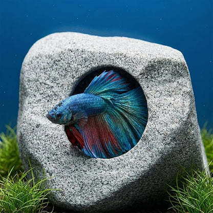 Premium Beta Fish Tank Decor, Beta Fish Tank Decorations, Betta Fish Tank Accessories, Fish Rocks Hiding, Playing, Resting Spots - Avoid Aggressive Behavior (Alien)