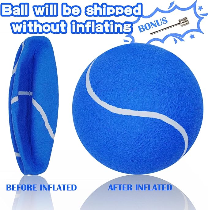 Big Tennis Ball for Dogs, Giant Dog Tennis Ball Toy Large Outdoor Sports Gift for Small Medium Large Dog (Blue, 9.5 inch)