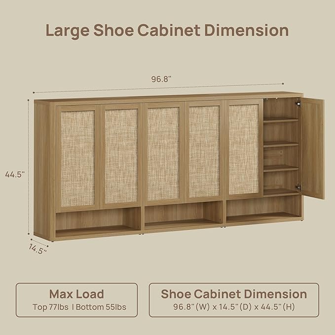 SICOTAS Rattan Shoe Storage Cabinet