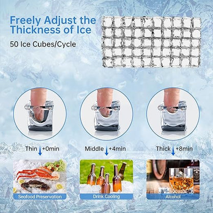 Commercial Ice Maker Machine 150 Lbs/24H, 30 Lbs Ice Bin, Undercounter Ice