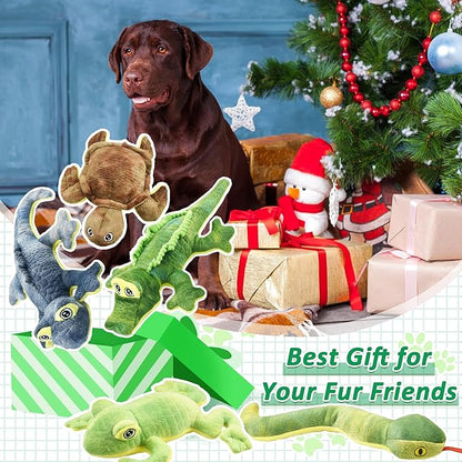 Stuffed Animal Dog Toys, 5 Pack Tough Squeaky Dog Toys, Plush Toys Assortment, Great Value Pet Toys Bundle, Woodland Series Chew Toys for Large Medium and Small Dogs Puppy Pet Toys