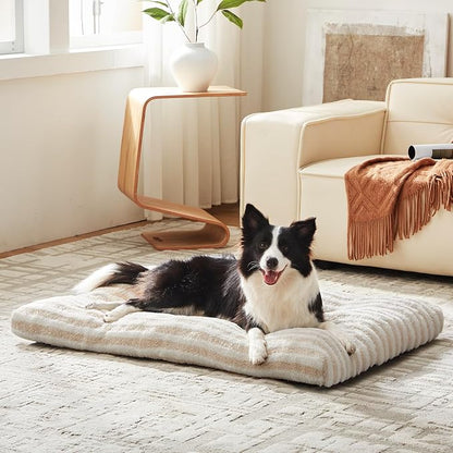 FURTIME Washable XXL Dog Bed for Extra Large Dogs, Giant Dog Crate Beds | Comfy Fluffy Kennel Pad Anti-Slip Pet Sleeping Mat, Machine Washable Dogs Pillow, 47"x29"x4", White