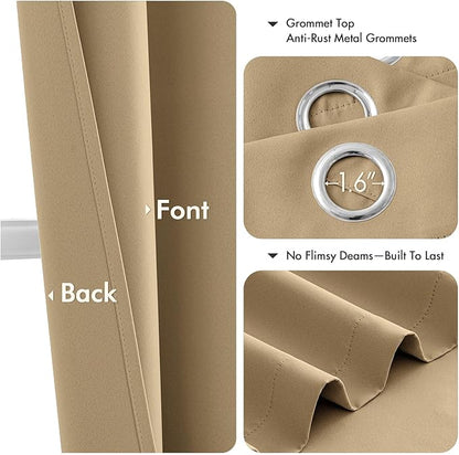 MIULEE Taupe Brown Blackout Curtains