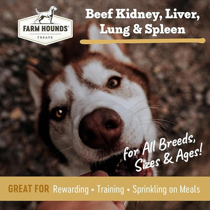Farm Hounds - Beef Organs Bundle - Premium Beef Organs for Dogs - Made from 100% Humanely Raised Cattle - Great for Training & Treats - No Added Fillers - Made in USA - 4 Pack
