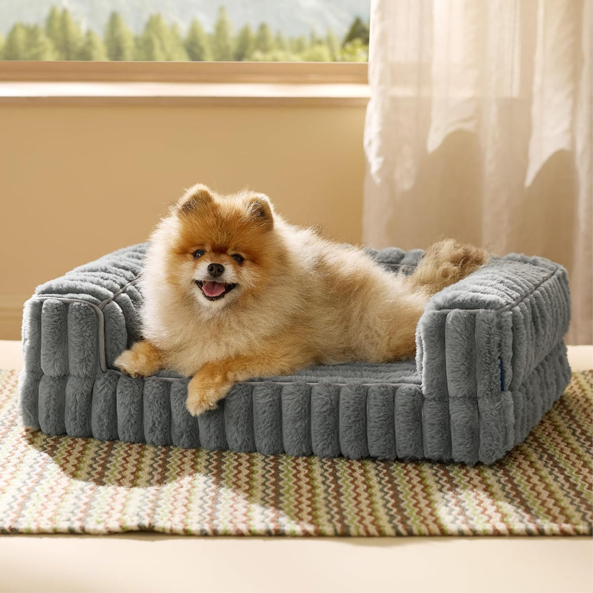 Bedsure Orthopedic Dog Bed for Small Dogs, Waterproof Memory Foam Small Pet Beds with Sides, Non-Slip Bottom and Egg-Crate Foam Medium Dog Couch Sofa with Washable Removable Corduroy Cover, Grey